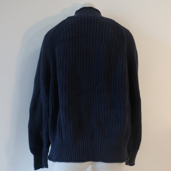 Womens J. Crew Navy Blue Mock Neck Chunky Knit Sweater L - Picture 6 of 8
